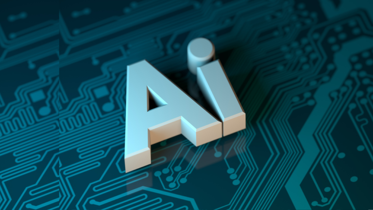 Circuit board with AI text in the center